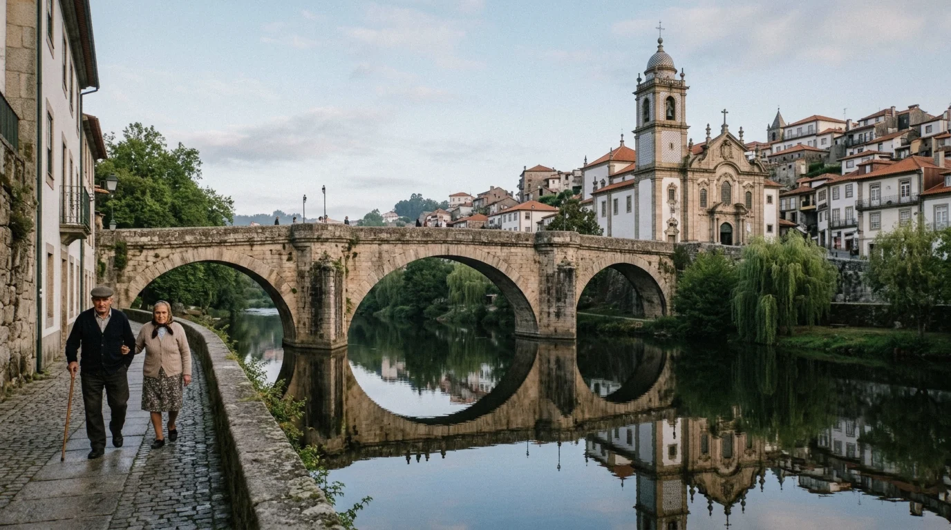 Amarante medieval bridge and church on the Douro Valley tour with private cruise and tapas
