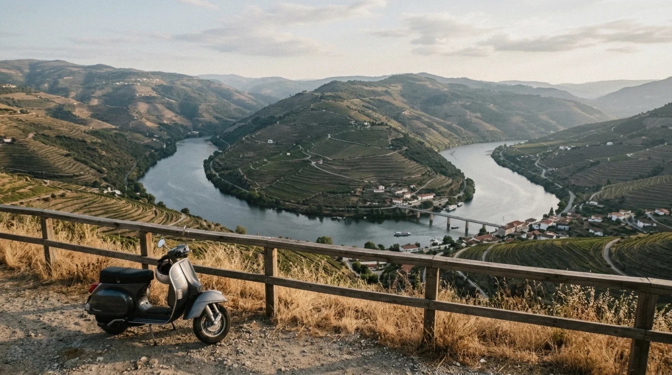Casal de Loivos viewpoint over Pinhão and the Douro Valley river bend